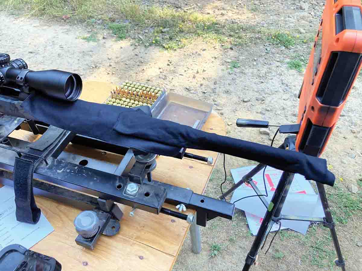 The thin, .61-inch barrel of the Howa 1500 H-S Precision rifle heated quickly during testing, requiring wrapping it in wet towels between shot strings to hasten cooling.